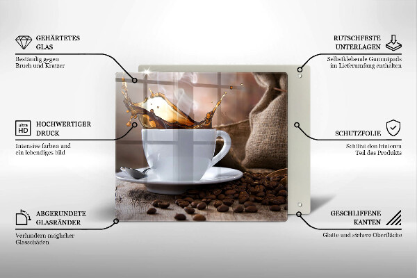 Herdplattenabdeckung Tasse und Kaffeebohnen