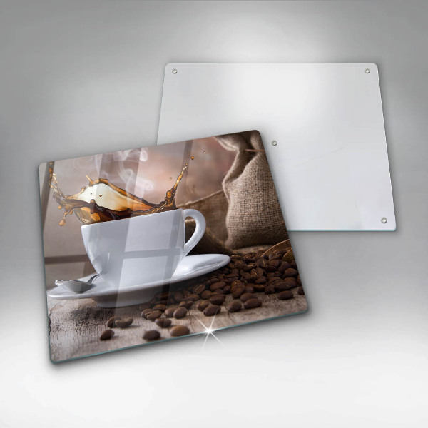 Herdplattenabdeckung Tasse und Kaffeebohnen
