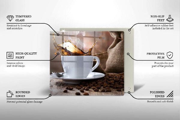 Herdplattenabdeckung Tasse und Kaffeebohnen
