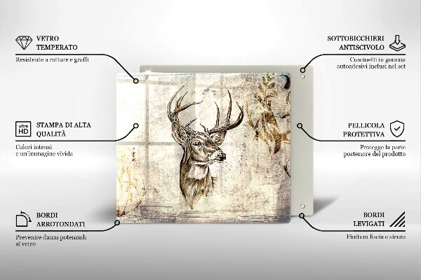 Herdplattenabdeckung Hirsch-Tierillustration