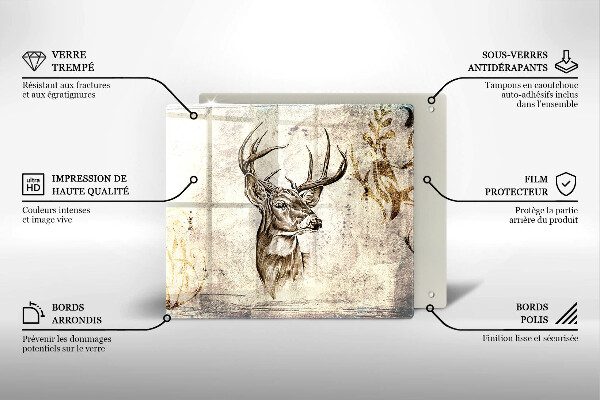 Herdplattenabdeckung Hirsch-Tierillustration