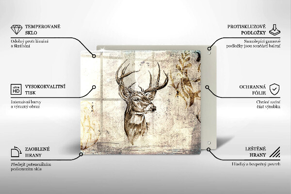 Herdplattenabdeckung Hirsch-Tierillustration