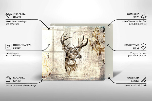Herdplattenabdeckung Hirsch-Tierillustration