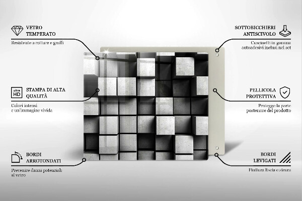 Herdplattenabdeckung Abstrakte 3D-Quadrate