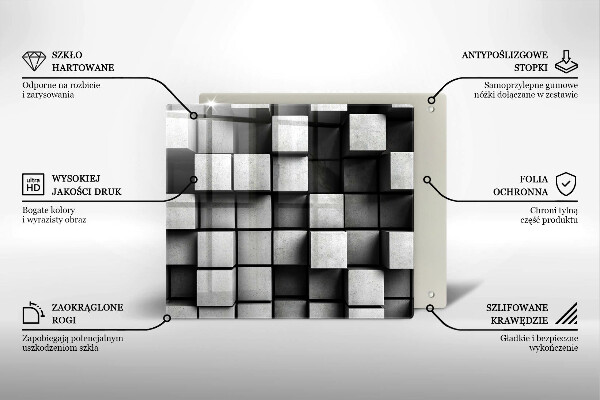 Herdplattenabdeckung Abstrakte 3D-Quadrate