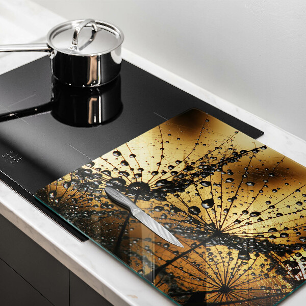 Herdplattenabdeckung Tau und Löwenzahn