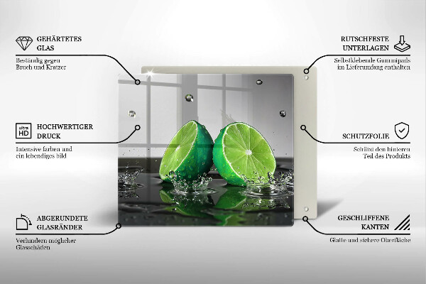 Herdplattenabdeckung Saftige Limetten und Wasser