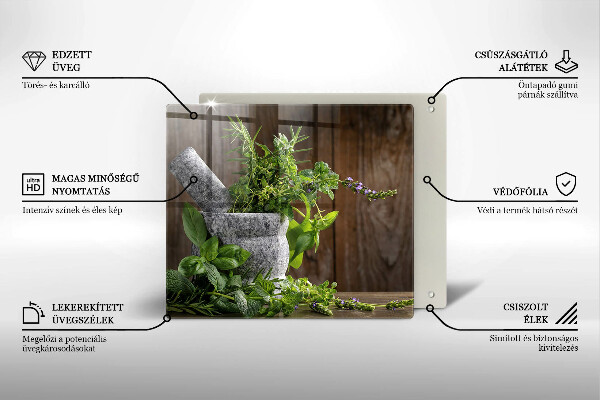 Herdplattenabdeckung Pflanzen Kräuter und Holz