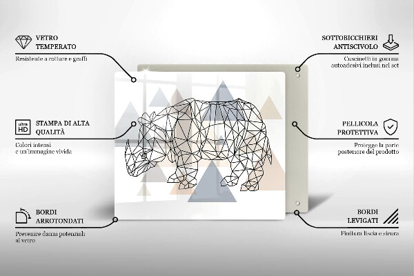 Herdplattenabdeckung Line-Art-Nashorn