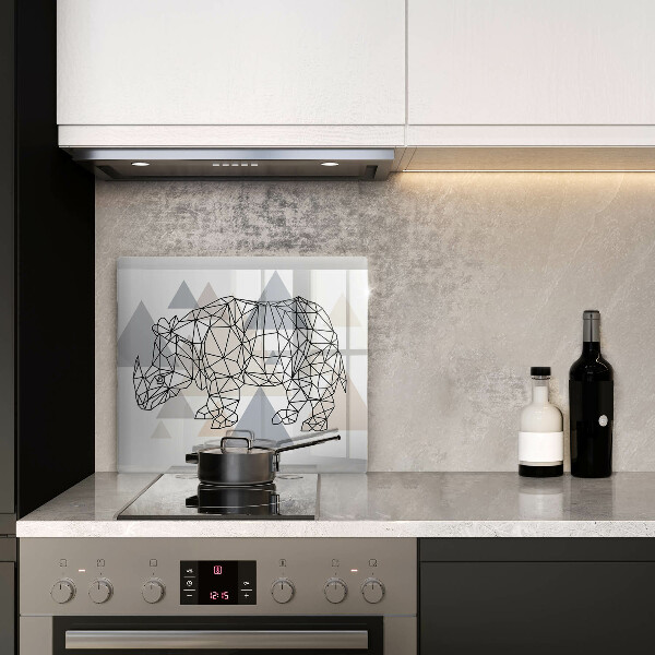 Herdplattenabdeckung Line-Art-Nashorn