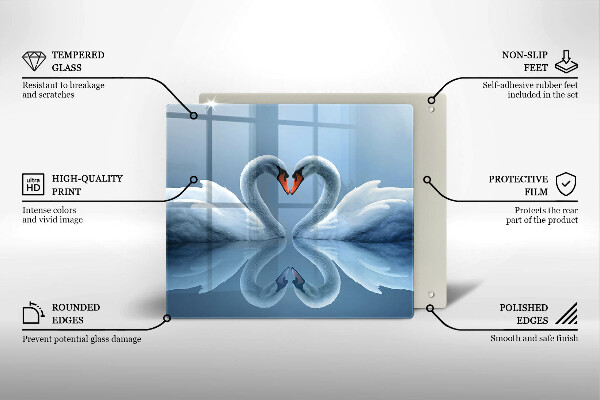 Herdplattenabdeckung Zwei Schwanenherzen