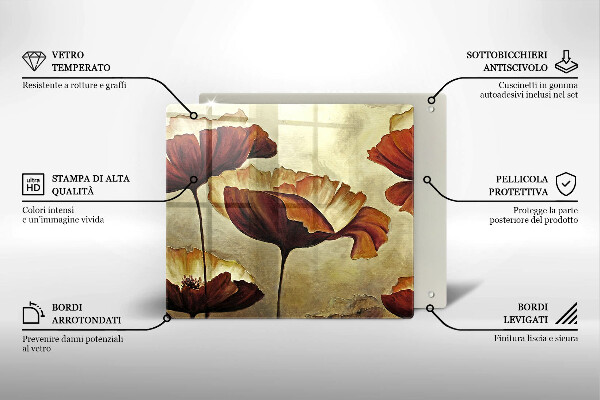 Herdplattenabdeckung Bemalte Boho-Blumen