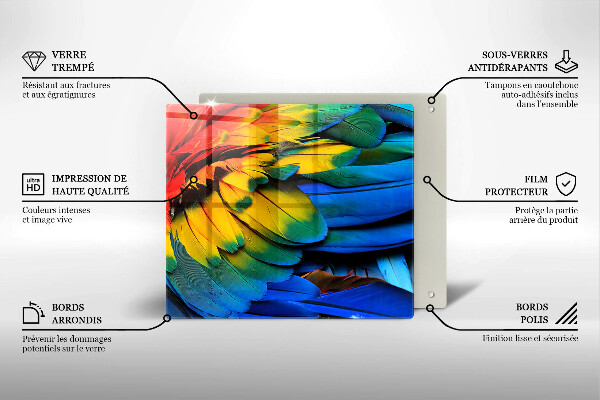 Ceranfeldabdeckung Bunte Papageienfedern