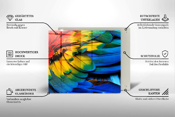 Ceranfeldabdeckung Bunte Papageienfedern