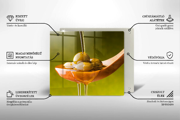 Herdplattenabdeckung Olivenöl und Oliven