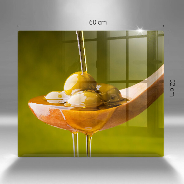 Herdplattenabdeckung Olivenöl und Oliven