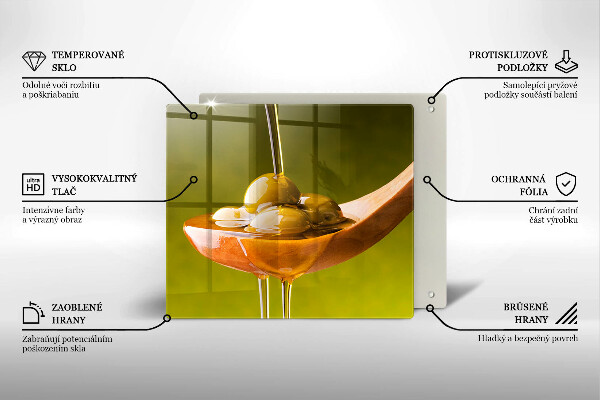 Herdplattenabdeckung Olivenöl und Oliven