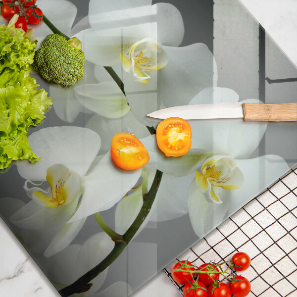 Herdplattenabdeckung Weiße Orchideenblüten