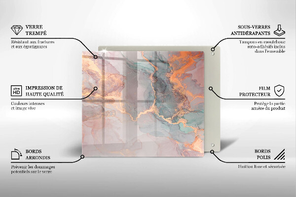 Ceranfeldabdeckung Marmor mit Gold