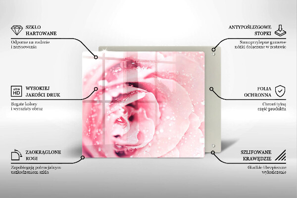 Ceranfeldabdeckung Tautropfen und Rosenblüte