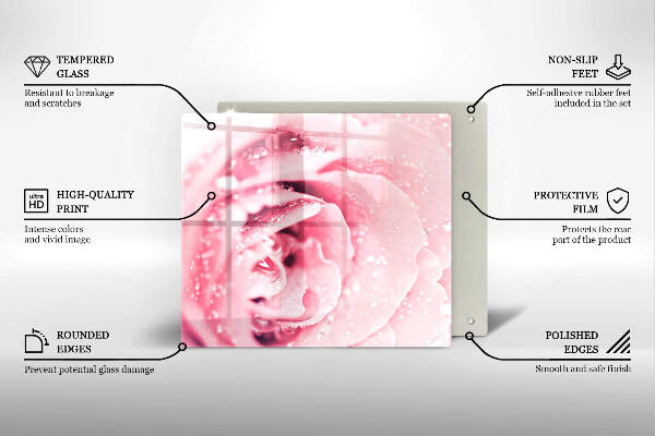 Ceranfeldabdeckung Tautropfen und Rosenblüte