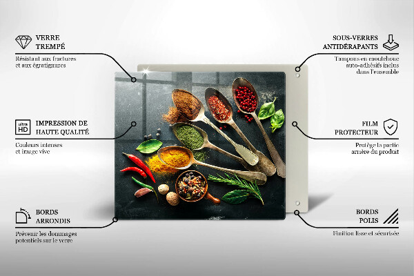 Ceranfeldabdeckung Küchenlöffel mit Gewürzen