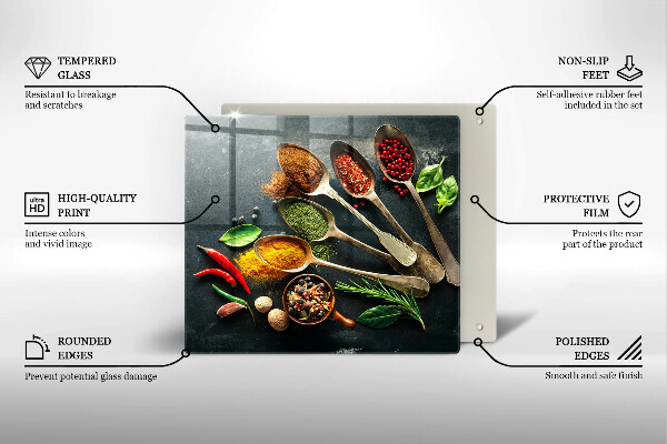 Ceranfeldabdeckung Küchenlöffel mit Gewürzen