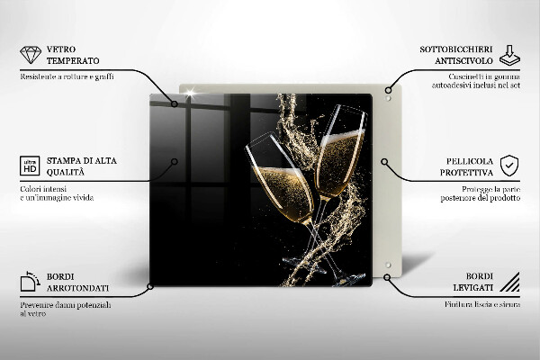 Ceranfeldabdeckung Gläser Champagner