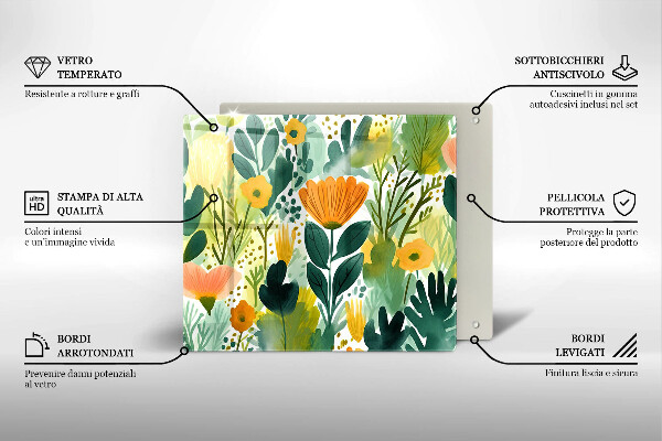 Ceranfeld schutz Bemalte Blumen
