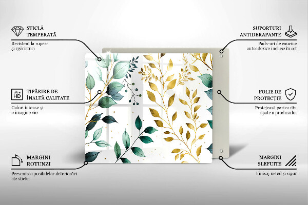 Ceranfeld schutz Grüne und goldene Blätter