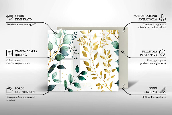 Ceranfeld schutz Grüne und goldene Blätter