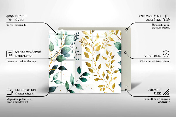 Ceranfeld schutz Grüne und goldene Blätter