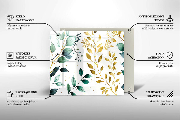 Ceranfeld schutz Grüne und goldene Blätter