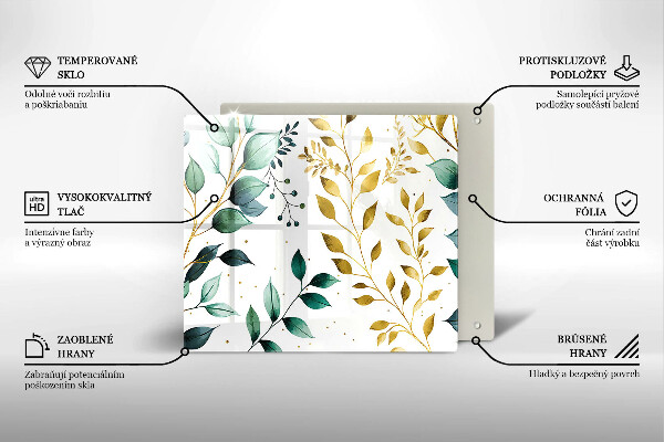 Ceranfeld schutz Grüne und goldene Blätter