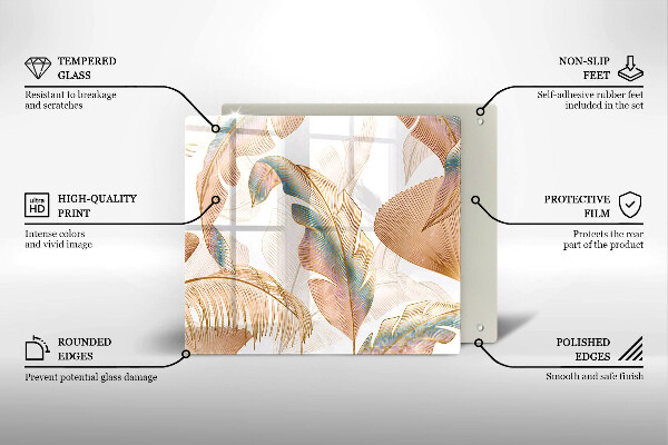 Ceranfeld schutz Boho-Federn und Blätter