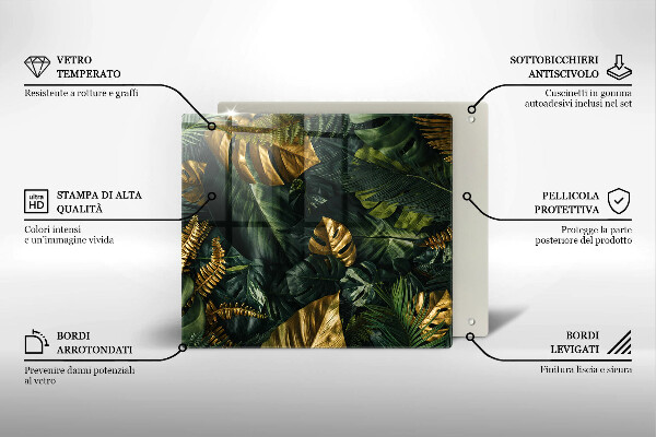 Ceranfeldabdeckung Goldene Monstera-Blätter