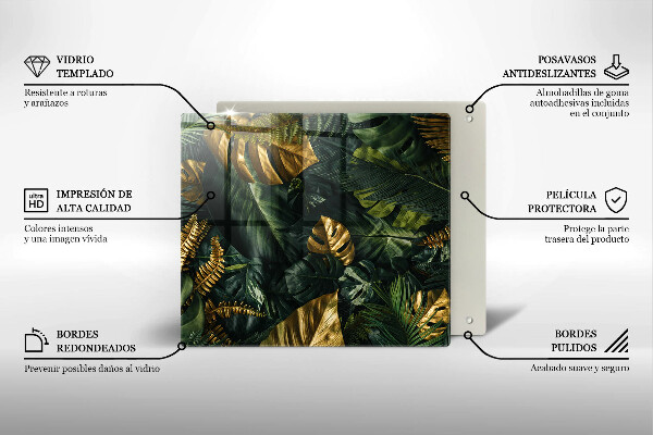 Ceranfeldabdeckung Goldene Monstera-Blätter