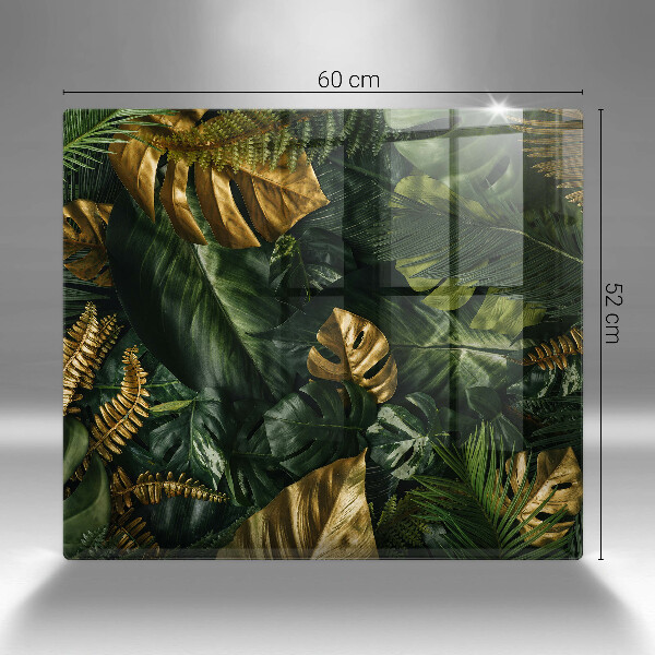 Ceranfeldabdeckung Goldene Monstera-Blätter