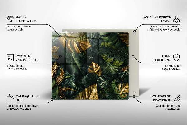 Ceranfeldabdeckung Goldene Monstera-Blätter