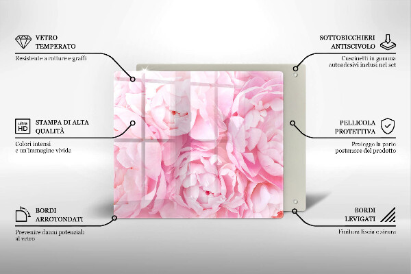 Herdplattenabdeckung Zarte Pfingstrosen