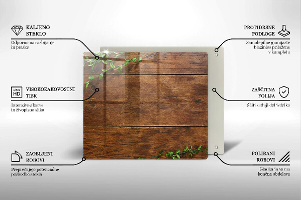 Herdplattenabdeckung Holzbretter und Blätter