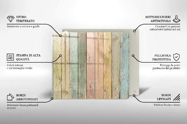 Herdplattenabdeckung Bunte Vintage-Bretter
