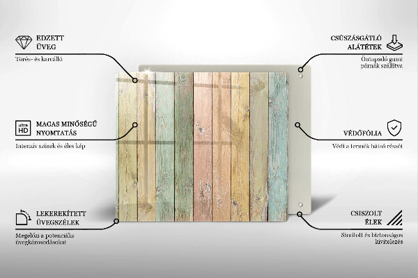 Herdplattenabdeckung Bunte Vintage-Bretter