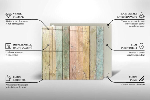 Herdplattenabdeckung Bunte Vintage-Bretter