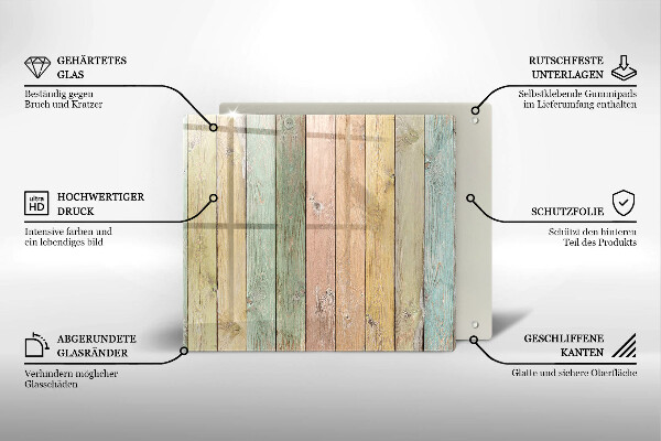 Herdplattenabdeckung Bunte Vintage-Bretter