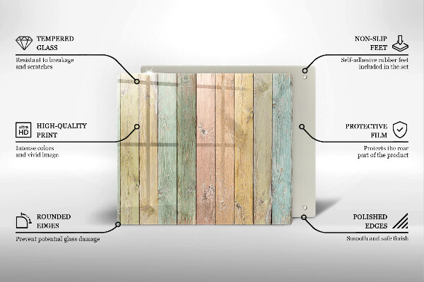 Herdplattenabdeckung Bunte Vintage-Bretter