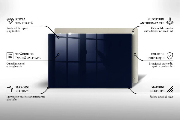 Herdabdeckplatte glas Navy blau