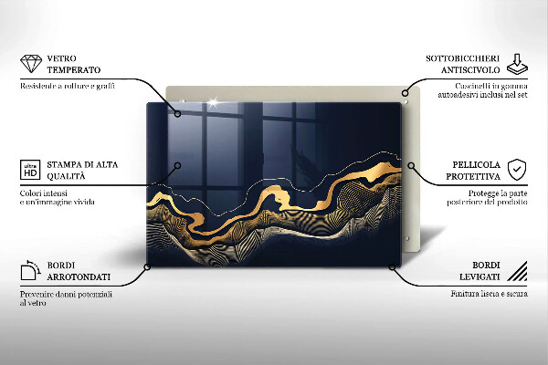Herdabdeckung Abstrakte goldene Linien