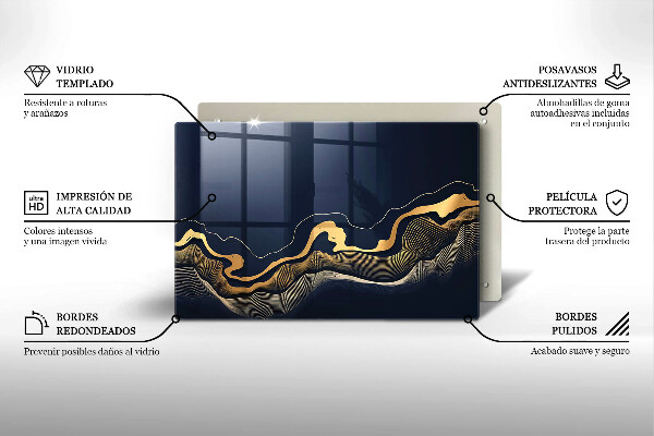 Herdabdeckung Abstrakte goldene Linien