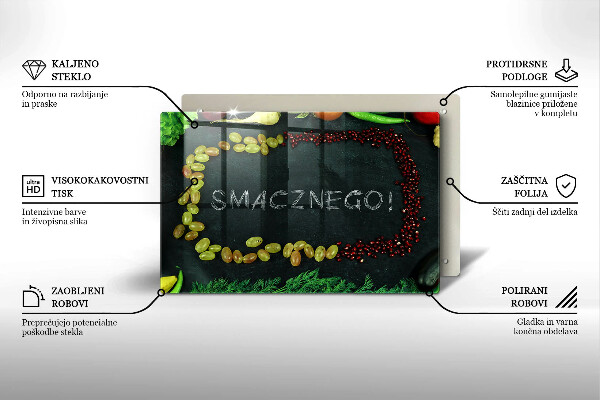 Herdabdeckung Aufschrift Smacznego!